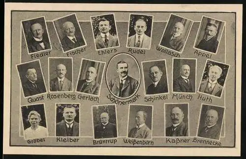 Notgeld Thale 1921, 1 Mark, Stadt Thale am Harz, Portraits der Stadtratsmitglieder und Bürgermeister Schönermark