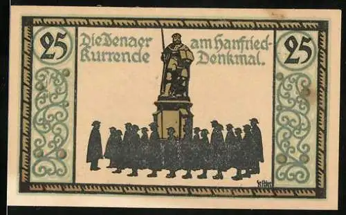 Notgeld Jena, 1921, 25 Pfennig, Die Jenaer Kurende am Hanfried-Denkmal