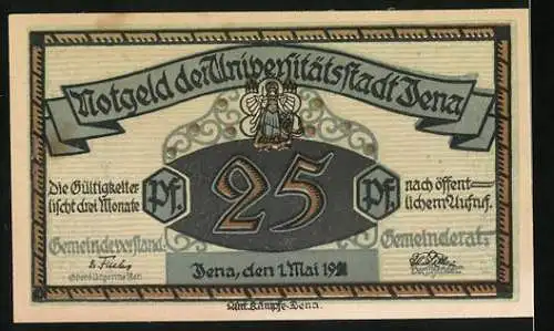 Notgeld Jena, 1921, 25 Pfennig, Die Jenaer Kurende am Hanfried-Denkmal