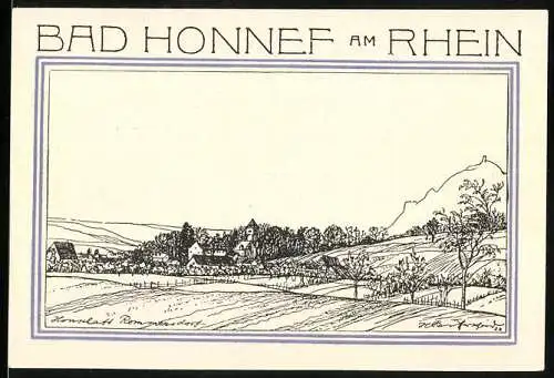 Notgeld Bad Honnef am Rhein, 1921, 50 Pfennig, Landschaft und Stadtwappen mit Einlösebedingungen