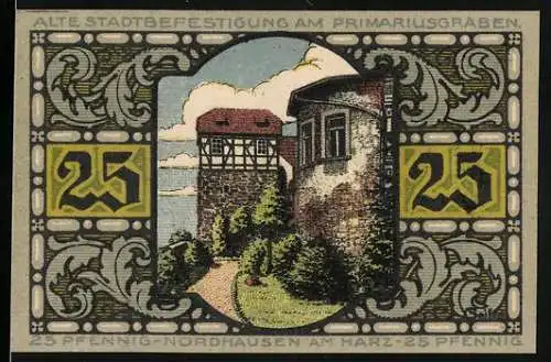 Notgeld Nordhausen 1921, 25 Pfennig, Alte Stadtbefestigung und Der Riese