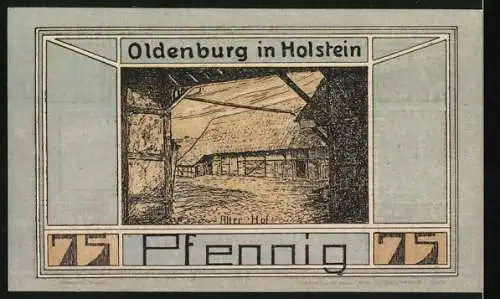 Notgeld Oldenburg 1921, 75 Pfennig, Firma J. Iwersen und Alter Hof Abbildung