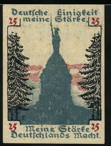 Notgeld Detmold, 1920, 25 Pfennig, Deutsche Einigkeit meine Stärke, Deutschlands Macht