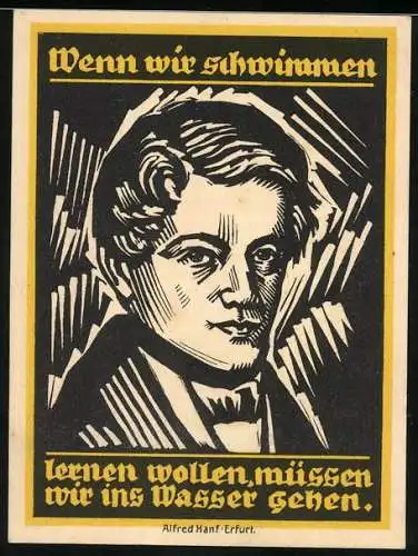 Notgeld Genthin, 1921, 25 Pfennig, Porträt und Zitat vorne, Kleeblatt und Maria mit Kind hinten