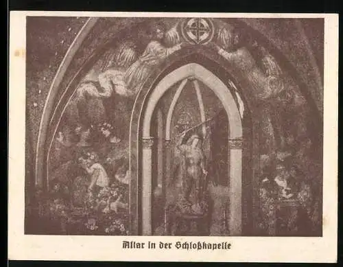 Notgeld Burg an der Wupper 1921, 1 Mark, Altar in der Schlosskapelle und Burgansicht