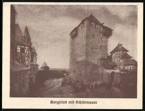 Notgeld Burg a.d. Wupper, 1921, 50 Pfennig, Bergfried mit Schildmauer, Gültig bis 1.IV.22, Der Bürgermeister