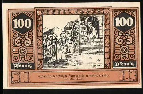 Notgeld Wilsnack, 1922, 100 Pfennig, Illustration von Wilsnack und religiöse Szene