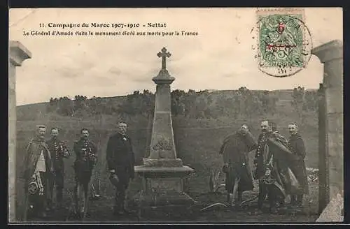 AK Settat, Le Général d`Amade visite le monument élevé aux morts pour la France