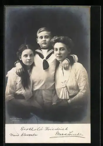 AK Marie Luise von Baden mit Sohn Berthold Friedrich und Tochter Marie Alexandra