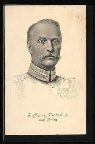 AK Portrait Grossherzog Friedrich II. von Baden in Uniform