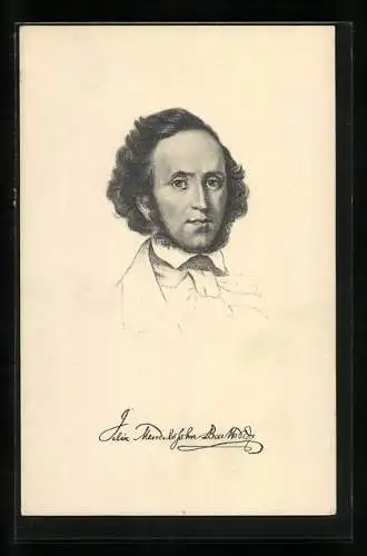 Künstler-AK Musiker Felix Mendelssohn Bartholdy im weissen Anzug