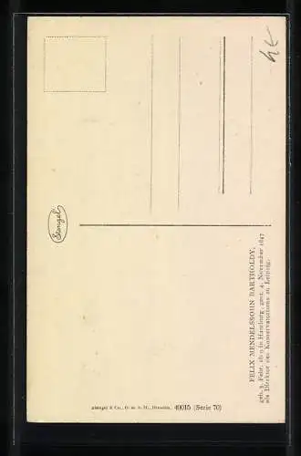 Künstler-AK Musiker Felix Mendelssohn Bartholdy im weissen Anzug