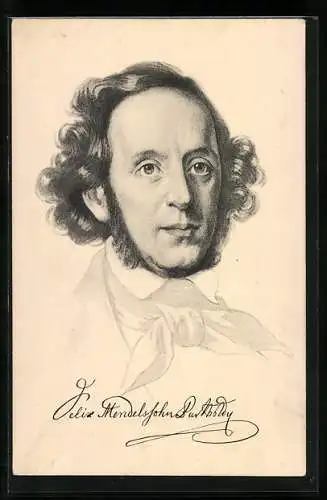 AK Portrait des Komponisten Felxi Mendelssohn Bartholdy