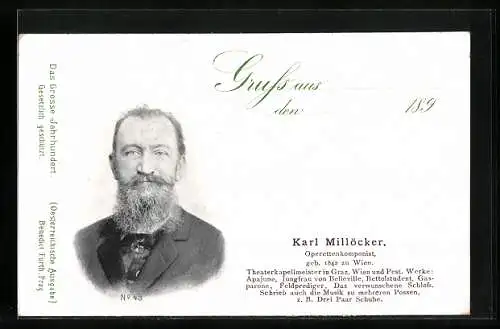 AK Porträt vom Operettenkomponist Karl Millöcker