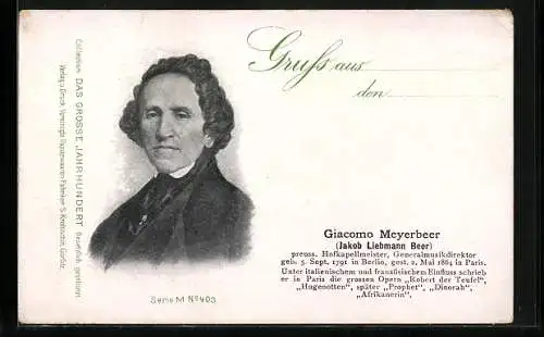 AK Portrait des Hofkapellmeisters Giacomo Meyerbeer