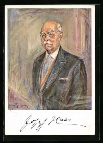 Künstler-AK Prof.-Dr. h. c. Joseph Haas im Anzug mit Brille und Krawatte
