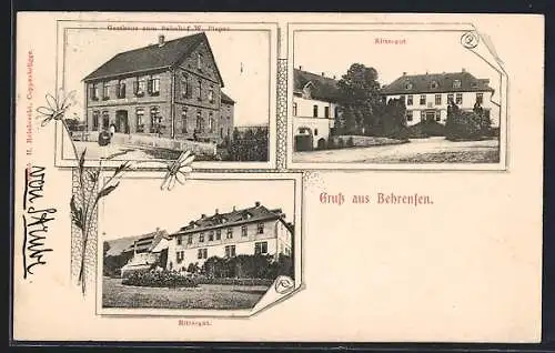 AK Behrensen / Coppenbrügge, Gasthaus zum Bahnhof W. Pieper, Rittergut