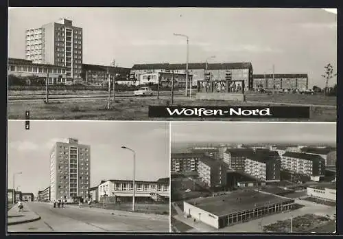 AK Wolfen-Nord, Strasse des Chemiearbeiters, Strasse der Republik mit Kinderkrippe