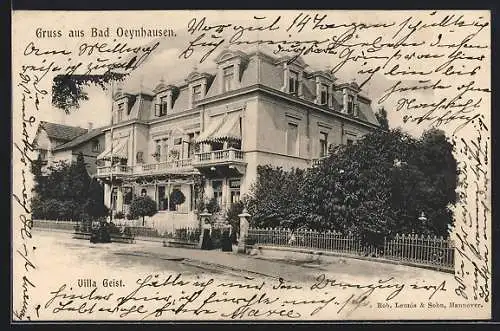 AK Bad Oeynhausen, Hotel Villa Geist mit Strasse