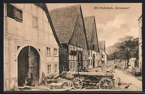 AK Paderborn, Alt-Paderborn, Strasse Giersmauer, mit Wagen