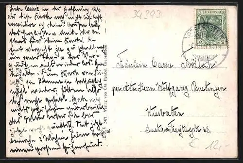 Passepartout-AK Grebenstein, Strassenpartie mit Burgturm