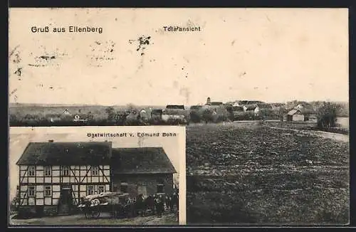 AK Ellenberg / Wabern, Gasthaus Edmund Bohn, Totalansicht von einem Acker aus