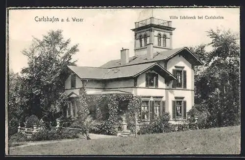 AK Carlshafen a. d. Weser, Villa Schöneck mit Garten