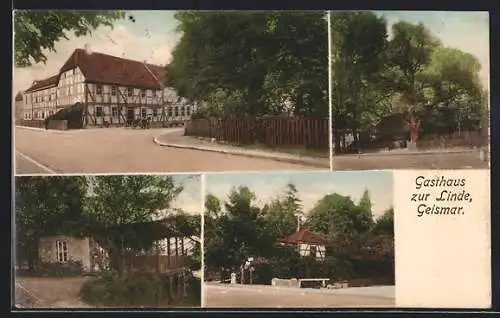 AK Geismar / Göttingen, Gasthaus zur Linde mit Strasse und Gartenpartie