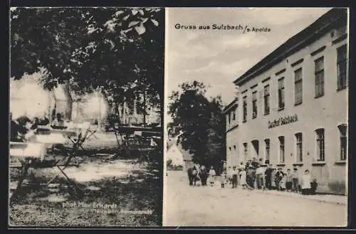 AK Sulzbach b. Apolda, Der Gasthof mit Gartenbereich