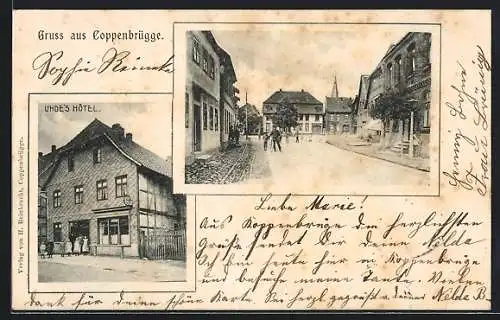 AK Coppenbrügge, Uhdes Hotel, Strassenpartie