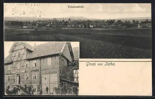 AK Istha, Gasthof, Totalansicht aus der Vogelschau