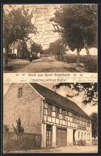 AK Gross-Brembach, Gasthaus zur Stadt Weimar, Dorfstrasse