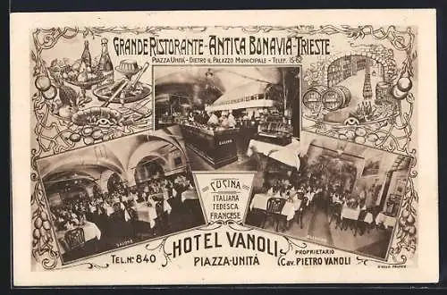 AK Trieste, Hotel Vanoli, Grande Ristorante Antica Bonavia, Piazza Unita