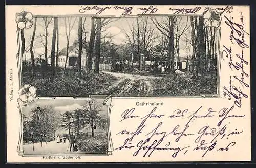 AK Cathrinelund, Partie v. Süderholz, Strassenpartie am Ortseingang