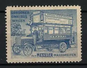 Reklamemarke Londoner Omnibuswagen mit Metzeler-Massivreifen