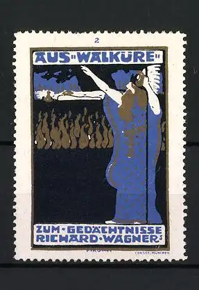 Künstler-Reklamemarke Emil Pirchan, aus Walküre, Richard Wagner, Bild 2