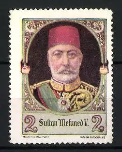 Reklamemarke Türkischer Politiker Sultan Mehmed V. im Portrait