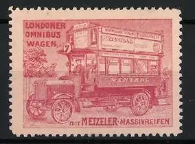 Reklamemarke Londoner Omnibuswagen mit Metzeler-Massivreifen