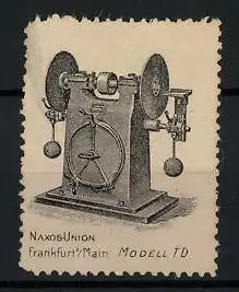 Reklamemarke Naxos Union, Frankfurt / Main, Schleifmaschine Modell TD