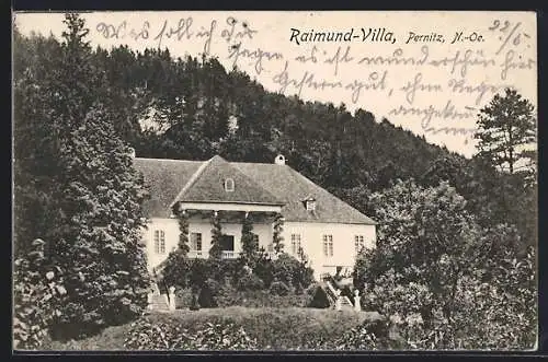 AK Gutenstein, Raimund-Villa mit Garten