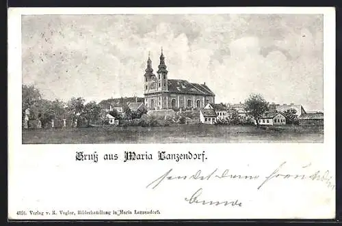 AK Maria Lanzendorf, Ortsansicht mit Kirche