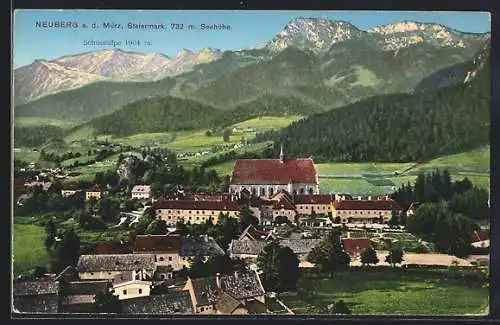 AK Neuberg a. d. Mürz, Ortsansicht mit Schneealpe