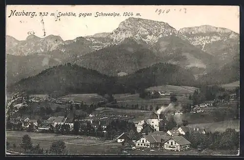 AK Neuberg an der Mürz, Ortsansicht mit Blick gegen Schneealpe