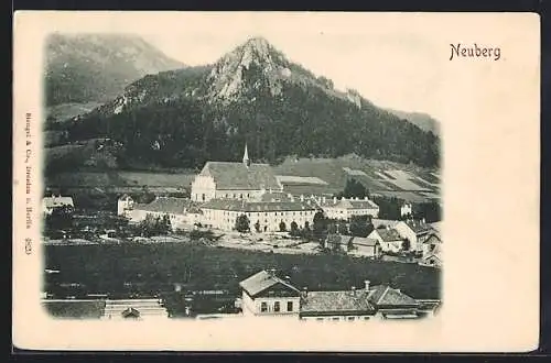 AK Neuberg an der Mürz, Ortsansicht mit Kirche aus der Vogelschau