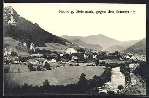 AK Neuberg /Steiermark, Ortsansicht gegen den Semmering