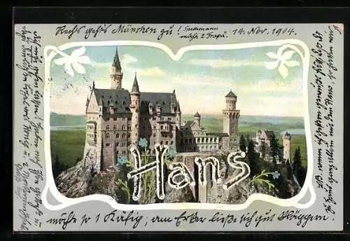 AK Namenstag, Name Hans vor Schloss