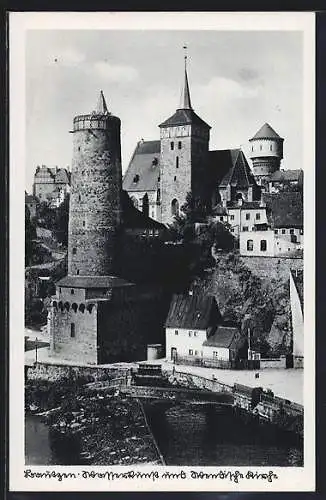 AK Bautzen, Wasserkunst u. Wendische Kirche