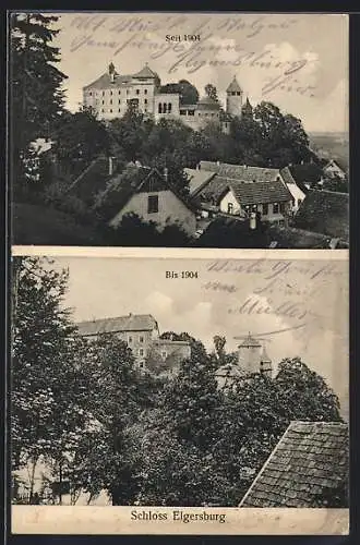 AK Elgersburg, Schloss Elgersburg, zwei Ansichten seit und bis 1904