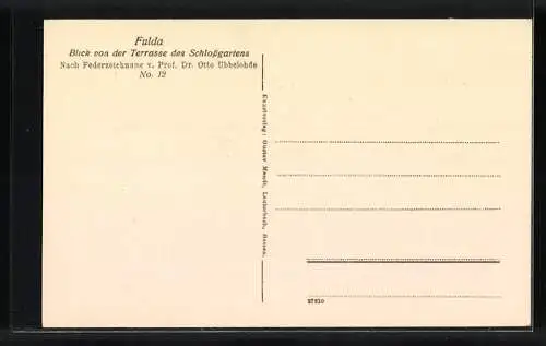 Künstler-AK Otto Ubbelohde: Fulda, Blick von der Terrasse des Schlossgartens