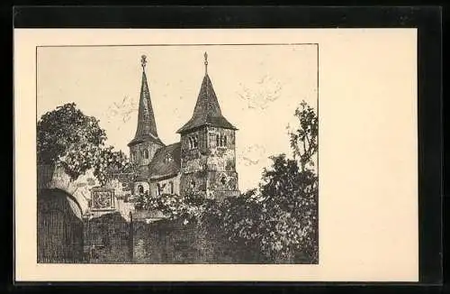 Künstler-AK Otto Ubbelohde: Fulda, Michaelskapelle